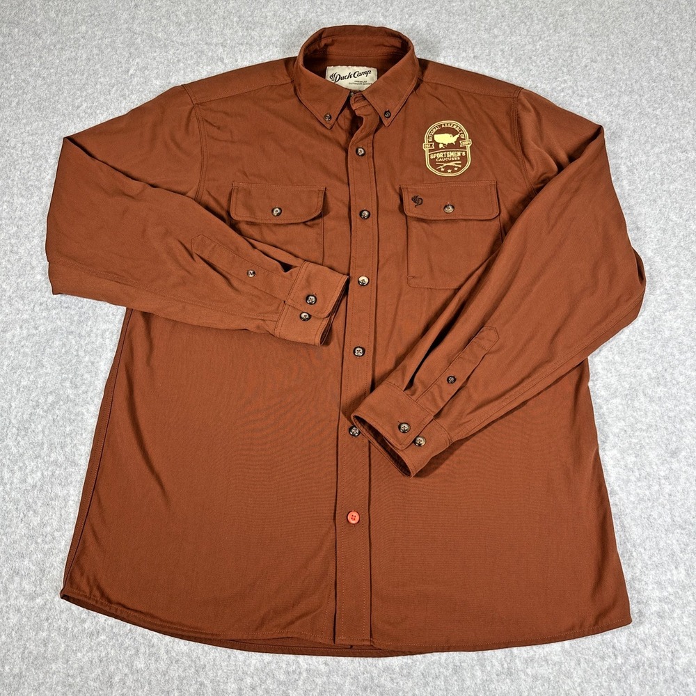 Duck Camp Men's‎ Large Rust Brown Long Sleeve Button Up Hunting Fishing Shirt